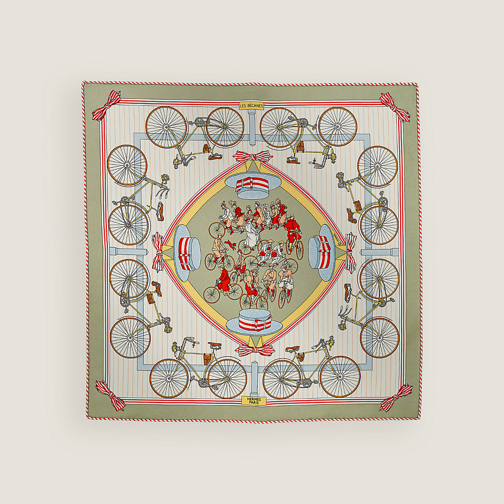希少品◆送料込【HERMES】Les Courses Scarf45 Marine BeigeVert Les Becanes scarf 45 | Hermès Thailand
